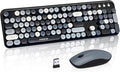 FOPETT Wireless Keyboard and Mouse Combo, 105 Keys Full-Sized 2.4 GHz Round Keycap Colorful Keyboards, USB Receiver Plug and Play, for Windows, Mac, PC, Laptop, Desktop (Grey Colorful)
