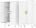 Metal Storage Cabinet with 2 Doors and 3 Adjustable Shelves - 47.2" Steel File Cabinet,Tool Cabinets for Office,Home,Garage,Gym,School,Bathroom,Kitchen(White)