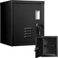 Suzile Lockable Storage Cabinet Metal Lockable Steel Storage Cabinet Organizer Lockers for Employees Vertical Metal Cabinets End Side Table Steel Bedside with Shelf(Black)