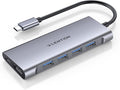 LENTION USB C Hub Multiport Adapter with 4K HDMI, 100W Charging, 4 USB 3.0 5Gbps Splitter Compatible 2016-2025 MacBook Pro, Mac Air, Surface, iPhone & Type-C Devices, Stable Driver(C35, Space Gray)