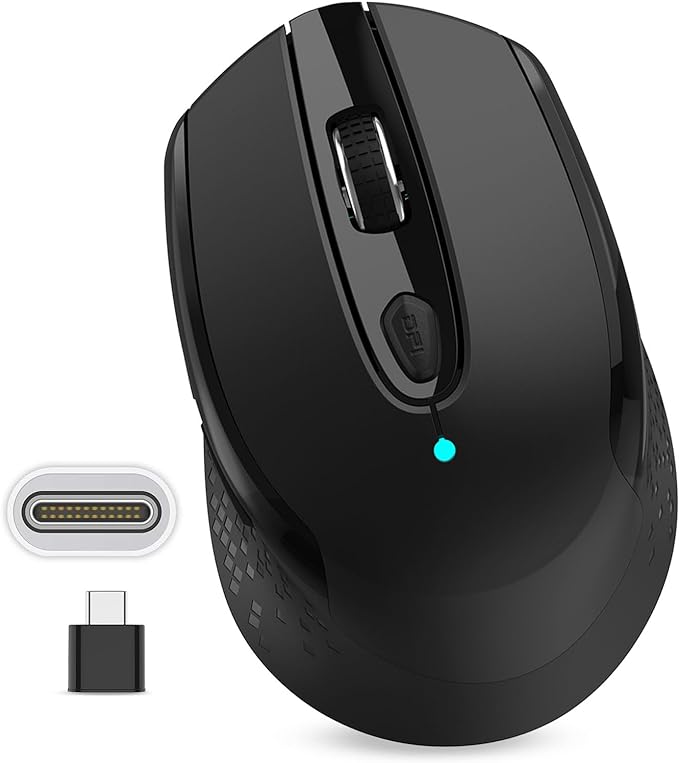 RaceGT USB C Wireless Mouse, Type C Silent Mouse for MacBook Air/Pro, 2.4G Cordless Computer Mice with 6 Buttons and 3 Adjustable DPI for Mac, Laptop, Desktop, PC