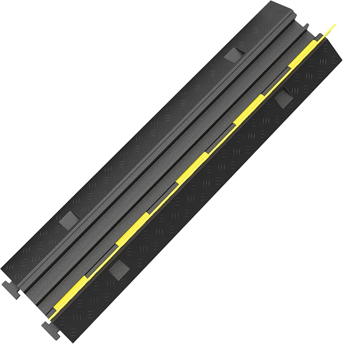 Happybuy 3 Pack of 2 Channel 11000lbs per Axle Capacity Protective Wire Cord Ramp Driveway Rubber Traffic Speed Bumps Cable Protector