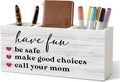 Funny Call Your Mom Pencil Pen Holder for Desk Organizer, Gifts for College Freshman Students Girls Boys, Funny Wooden Box Decorations for College Dorm Desk Tabletop Decor