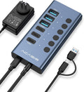 Powered USB 3.2 Hub, ACASIS 6 Ports USB 3.2 Hub(3 USB-A 3.2 Ports + 3 USB-C 3.2 Ports), Aluminum USB Hub Powered with 48W Power Adapter, USB Hub for PC/Laptop, Computer, Flash Drive, Printer, Camera
