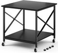 Warmiehomy 24"x24"x24" Large Printer Stand with Storage, 2 Tier Rolling Printer Cart Table, Mini Fridge Stand with Wheels, Use for 3D Laser Printer Home Office, Black