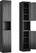 Ckzbx Tall Narrow Storage Cabinet 66.93" H Tall Bathroom Cabinets Metal Pantry Cabinet, 4 Adjustable Shelves for Kitchen, Home Office, Living Room, Dinning Room (12 inches Wide Black)