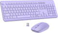 Wireless Keyboard and Mouse Combo, Full Size Silent Ergonomic Keyboard and Mouse, Long Battery Life, Optical Mouse, 2.4G Lag-Free Cordless Mice Keyboard for Computer, Mac, Laptop, PC, Windows(Purple)