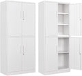 Letaya Metal Storage Cabinet with Lock Door, Adjustable Shelf Steel Cabinets for Office, Home,Pantry,Kitchen,Garage Utility Cabinet (4 Door-White)