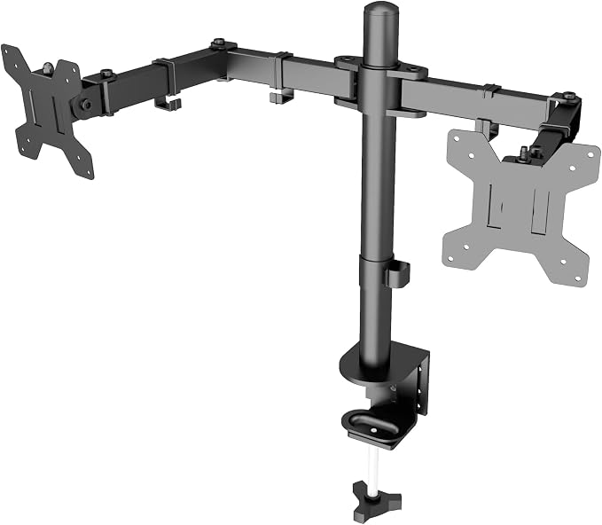 Simple Trending Dual Monitor Stand, Monitor Arm, Heavy Duty Adjustable Monitor Desk Mount for 2 Screens up to 27 Inches, (Black)