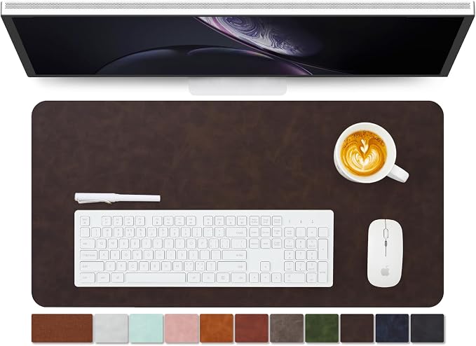 Distressed Leather Desk Mat - Non-Slip PU Desk Pad for Office and Home - Desk Organization and Accessories - Ideal for Large Mouse Pad and Desk Mats on Top of Desks(Espresso,27.6"x 13.8")