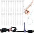 Silicone Zip Ties, Reusable Zip Ties, 20pcs Rubber Cable Ties Straps for Wire Management, Elastic Cable Organizer for Home Office Table Desk. White 4.5” Cord Ties (20 Pcs White)