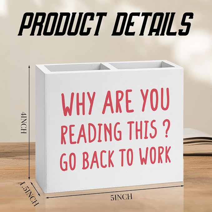 Funny Boss Gifts Office Room Decor,Gag Gift for Women Men HR Manager Coworker Friend Employee Wooden Pencil Holder, Boss Day Gifts Funny Office Merchandise Accessories Desk Decor