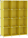 AWTATOS Cube Storage Organizer, Storage Cubes Shelves, 12 Cube Closet Organizers and Storage, DIY Stackable Bookshelf Plastic Clothes Organizer Shelving for Bedroom, Home,Yellow