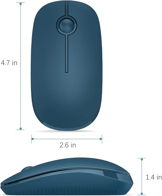 VssoPlor Wireless Mouse, 2.4G Slim Portable Computer Laptop Mouse with Nano Receiver Quiet Silent Optical Mice for Notebook, PC, Laptop, Computer-Sapphire Blue