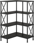 HOOBRO Corner Bookshelf, 4-Tier L-Shaped Bookcase, Industrial Open Display Shelf Tall Storage Organizer, Vertical Storage Rack, for Living Room, Home Office, Black BB59SJ01