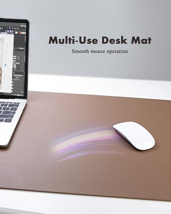 YSAGi Double-Sided Desk Pad, 35.4"x17"Leather Desk Mat, Eco Cork Desk Pad Protector,Large Mouse Pad,Waterproof Desk Blotter for Office/Home(Coffee)