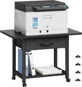 YAOHUOO 22"x15" Large Printer Stand with Drawer, 2-Tier Rolling Table Cart | Under Desk Printer Table,Storage Fabric Drawer,Fit printer/fax/3d/scanner,4 Lock Wheels or Feet,For Home Office Dorms,Black