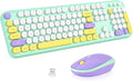 KNOWSQT Wireless Keyboard and Mouse Combo - Lovely Tiffany Blue 2.4G Full-Sized Colorful Keyboards, Round Keycap USB Dongle Plug Play Cute Keyboards for Windows, Laptop, PC, Desktop, Mac