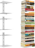 Mefirt Invisible Floating Bookshelves for Wall, 6 Tier Vertical Spine Book Tower, Heavy Duty Floating Book Shelves Metal Book Organizers for Home Office, 3 Pack(White)