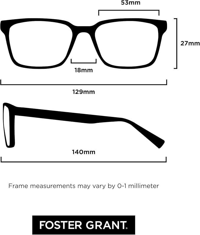 Foster Grant mens Pete Rectangular Reading Glasses