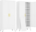 erosoei 61" H Metal Garage Storage Cabinet, Metal Pantry Cabinet with 2 Doors, Locker Steel Cabinet with 3 Adjustable Shelves, Freestanding Cupboard for Garage,Office,Home,Gym,School