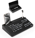 Varhomax Glass Desk Buddy Whiteboard with Storage, Small Dry Erase Desktop White Board Caddy to-do List Memo Notepad for Office, School and Home Office Supplies (Black)