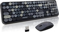 FOPETT Keyboard and Mouse Sets Wireless Keyboard and Mouse Sets,Reliable 2.4 GHz Connectivity for PC,Laptop,Smart TV and More (Grey Colorful)