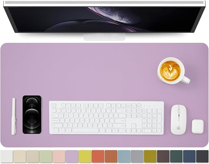 Leather Desk Mat - Non-Slip PU Desk Pad for Office and Home - Desk Organization and Accessories - Ideal for Large Mouse Pad and Desk Mats on Top of Desks (Purple,31.5"x 15.7")