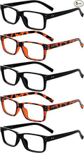 Eyekepper Vintage Reading Glasses for Men - 3 Pairs Black and 2 Pairs Tortoise - Spring Hinges Classic Readers +3.25