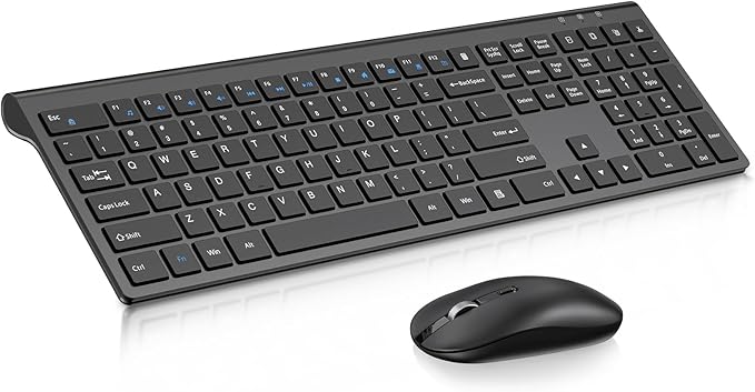 cimetech Wireless Keyboard and Mouse Combo, 2.4G USB Full Size Wireless Computer Keyboard and Adjustable Mouse for Computer/Laptop/PC/Mac/Windows - Black
