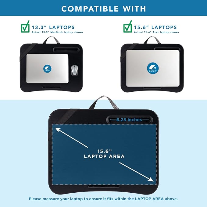 LAPGEAR Designer Lap Desk with Phone Holder and Device Ledge - Buffalo Check - Fits up to 15.6 Inch Laptops - Style No. 45428