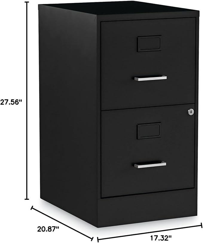 Alera Soho Vertical File Cabinet, 2 Drawers: File/File, Letter, Black, 14" X 18" X 24.1"