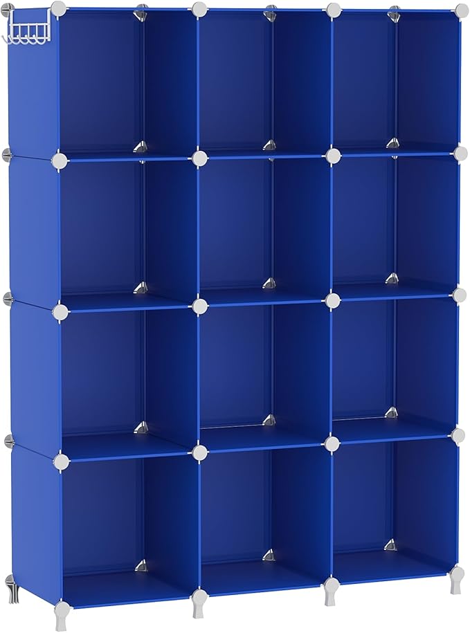 AWTATOS Cube Storage Organizer, 12 Cube Closet Organizers and Storage Shelves, DIY Stackable Bookshelf for Bedroom, Home, Admiral Blue