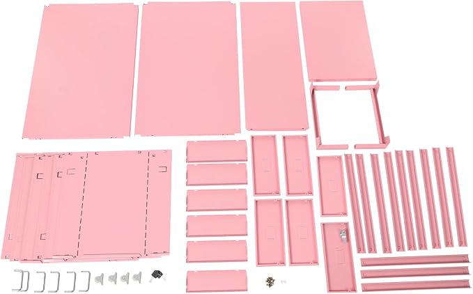 Vertical File Cabinet, 6 Drawers Rolling File Organizer Cabinets with Lock, Heavy Duty Metal Storage Cabinet, Movable Under Desk Filing Cabinet for Office, Study, Dresser (Pink)