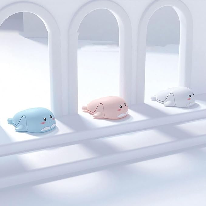 CHUYI Cute Animal Dolphin Shape Wireless Silent Mouse Frosted Cartoon Portable Travel Mute 1600DPI Novelty Optical Unique Cordless Quiet Mice for Computer Laptop PC Gift (1 Pack-Light Blue)