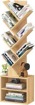 SHEEPAM 10 Tier Tree Bookshelf,Christmas Green Bookcase for Narrow Space, Storage Organizer Floor Standing Bookshelves for Books, Tall Book Case for Home Office, Living Room, Bedroom