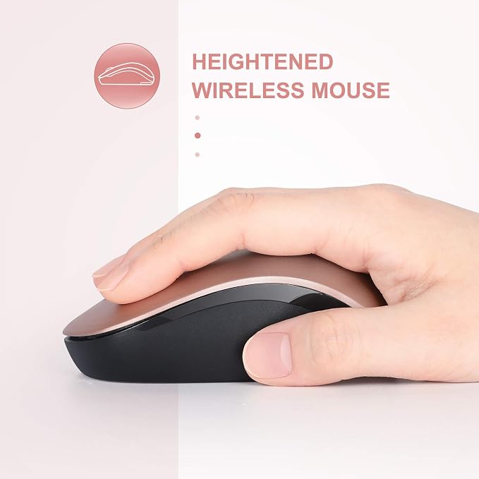 seenda Wireless Mouse, 2.4G Noiseless Mouse with USB Receiver Portable Computer Mice for PC, Tablet, Laptop, Notebook - Rose Gold&Black