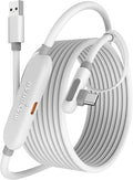 Maxonar VR Charging Link Cable 15FT – Charge While Playing PC VR, USB 3.0 Stable Data, Built to Replace Meta Link Cable for Quest 3S / Quest 3 / Quest 2 / Pico 4 White