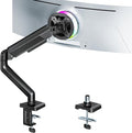 ARES WING Heavy Duty Single Monitor Arm - Fully Adjustable Monitor Mount for 17"-40" Ultrawide Screens up to 26.4 lbs with Clamp/Grommet Desk Mount, 75/100 Vesa Mount, Black