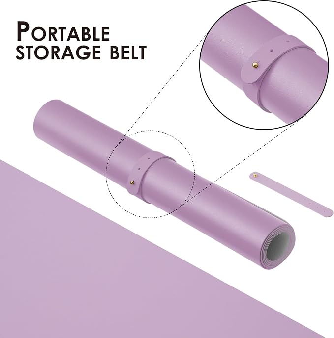 Leather Desk Mat - Small Non-Slip PU Desk Pad for Office and Home - Desk Organization and Accessories - Ideal for Large Mouse Pad and Small Desk Mats on Top of Desks (Purple,23.6"x 13.8")
