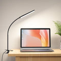 RAOYI LED Desk Lamp, 5W USB Clip on Light Eye-Caring Reading Clamp Table Lamp with 48 LEDs Flexible Neck, 3 Color Modes and 14 Brightness Levels for Office Bedroom Study (Black)