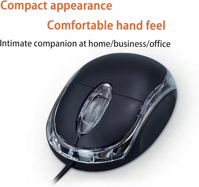Guiheng 2 Pack Wired Mini Optical Mouse Computer Mouse Ergonomic Mouse with USB Mouse for Laptop PC Desktop mice Compatible with Windows Linux Mac fit for Office Business Home,Kids（Black）