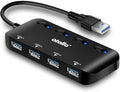 USB 3.0 Hub 4-Port with Individual Switches, Ultra-Slim High-Speed Data Expander, 5Gbps USB Splitter for Laptop, PC, Keyboard, Mouse, Flash Drive – LED Indicators, Plug & Play