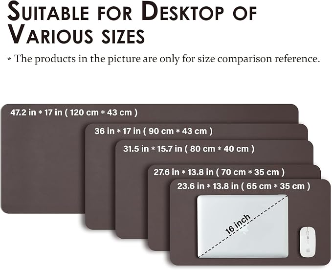 Leather Desk Mat - Non-Slip PU Desk Pad for Office and Home - Desk Organization and Accessories - Ideal for Large Mouse Pad and Desk Mats on Top of Desks (Coffee,27.6"x 13.8")