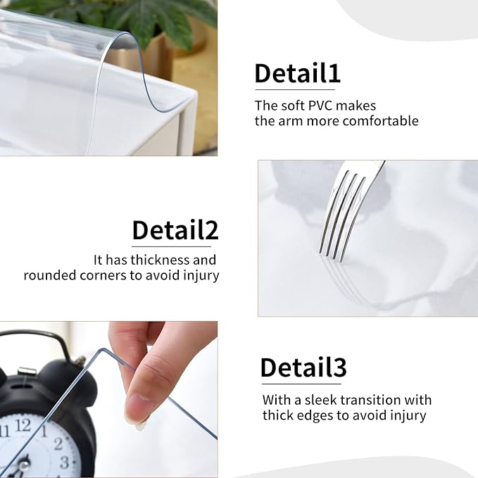 Clear Desk Mat, Non-Slip PVC Desk Protector Mat with Round Edge, Heat Resistant & Waterproof Clear Desk Writing Mat for Home and Office (39.4''*19.7'')