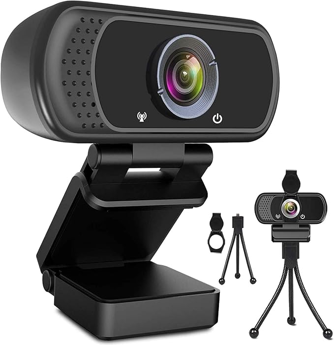 ToLuLu 1080P Webcam with Microphone, HD Webcam Web Camera with Tripod Stand, Widescreen USB Computer Camera, Streaming Mic Web cam for Online Calling/Conferencing,Facetime/YouTube Desktop Laptop PC