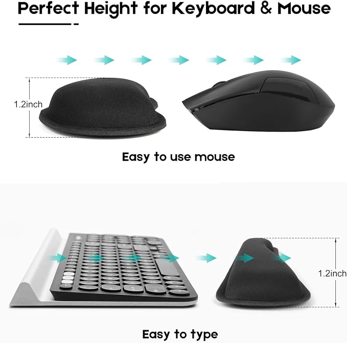 Excel Cheat Sheet Mouse Pad Set | 3-Piece XL Ergonomic Desk Mat with Wrist Rest for Office & Gaming(Black)