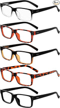 Eyekepper Vintage Reading Glasses for Men - 5 Pack Spring Hinges Classic Readers +2.25