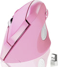 memzuoix Ergonomic Wireless Mouse, 2.4G Optical Cordless, 800/1200/1600 DPI, Vertical Computer Mouse for Laptop, Mac, PC, Desktop (Right Hand, Large) - Pink