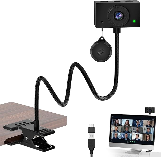 Webcam for PC, Streaming Camera, Web Camera for Desktop/Laptop Computer Webcam with Microphone, Plug and Play USB Web Cam with Bracket, Manual Focus, for Live Streaming, Video Calls (Black, 1080P)